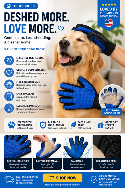 2-IN-1 PET GROOMING GLOVE - DESHEDDING & MASSAGE MITT FOR PETS